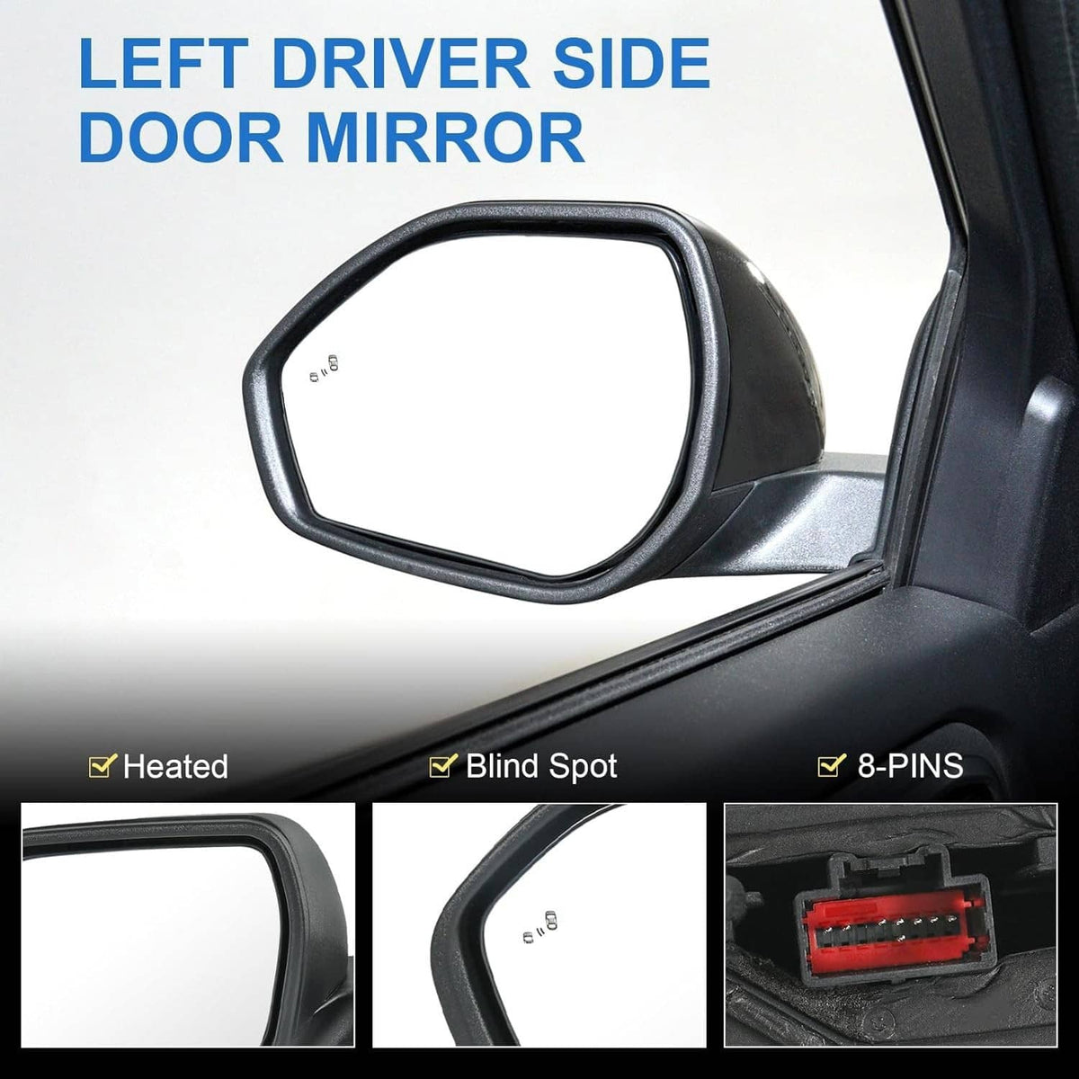 Solidspare Driver Power Mirror For 2020-2024 Ford Explorer Power Heated Manual Folding