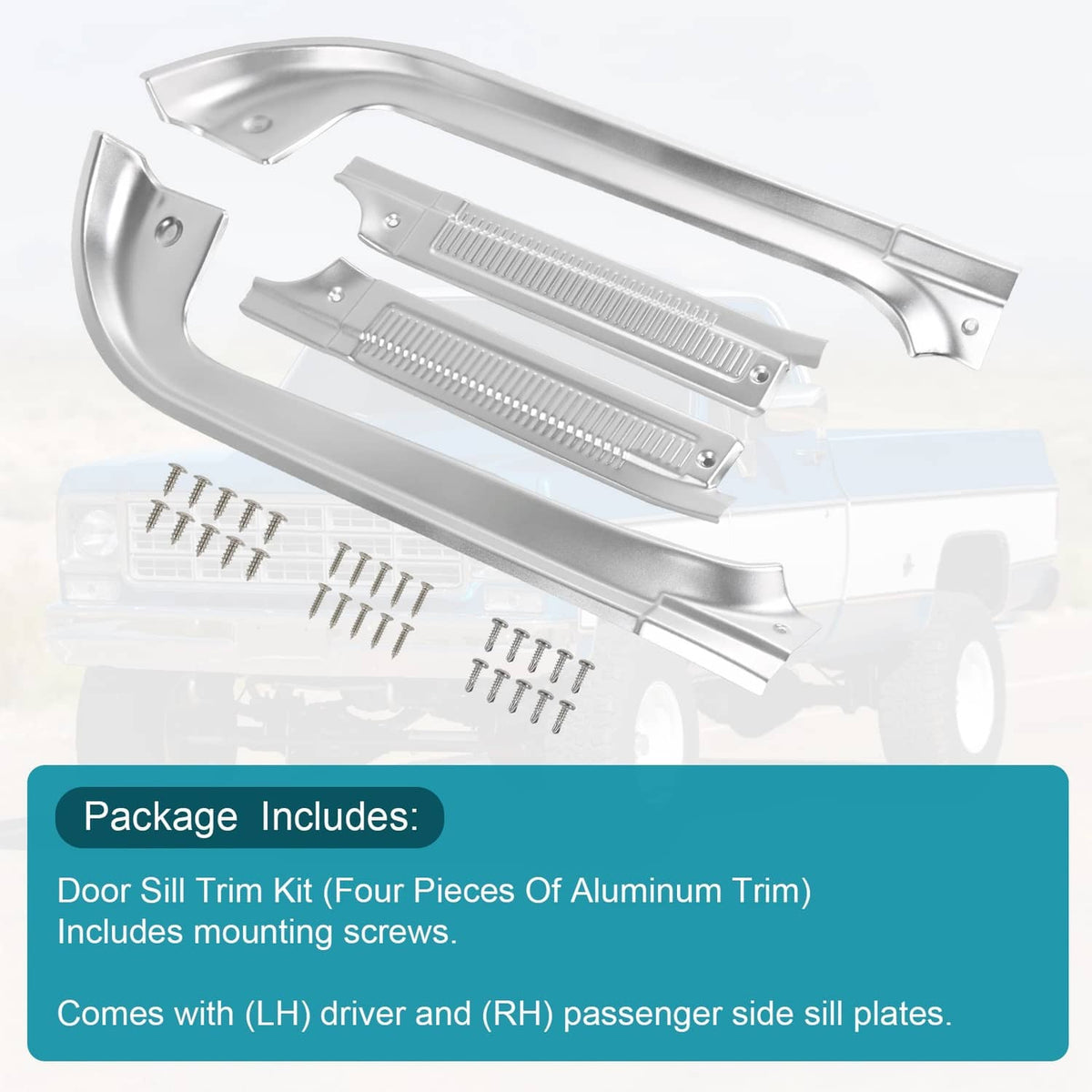 Solidspare Door Sill Protector Kit For 1978–1991 Chevy GMC C/K R/V Series Pickup Aluminum