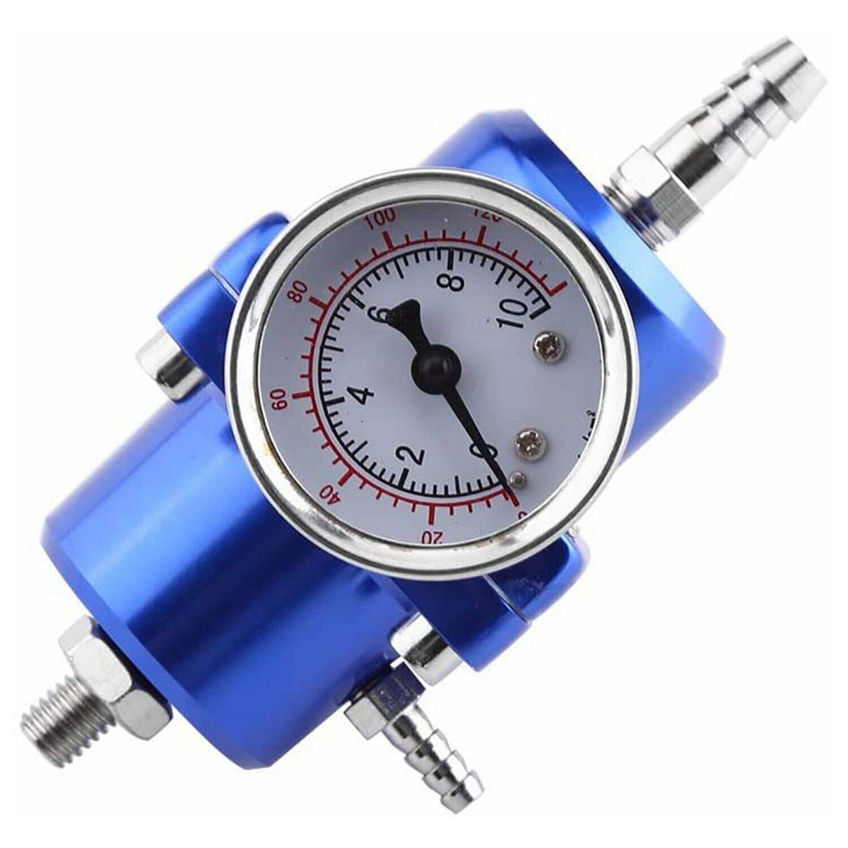 Solidspare Aluminum Adjustable Fuel Pressure Regulator + Gauge+ Fitting Kit Blue Universal