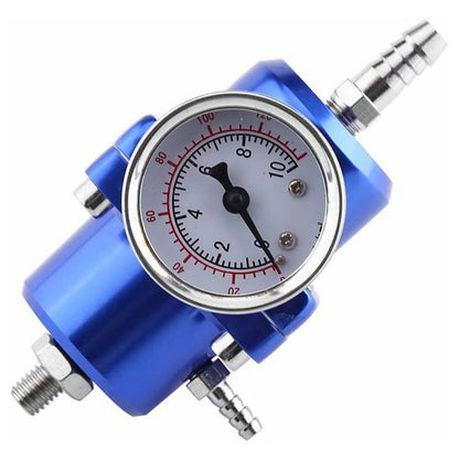 Solidspare Aluminum Adjustable Fuel Pressure Regulator + Gauge+ Fitting Kit Blue Universal