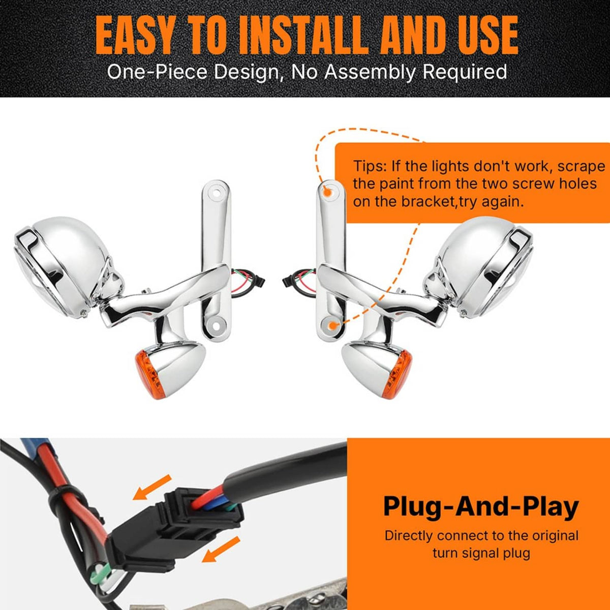 Solidspare LED Auxiliary Passing Spot Fog Lights w/ Turn Signal Light For Harley FLHX 06-22