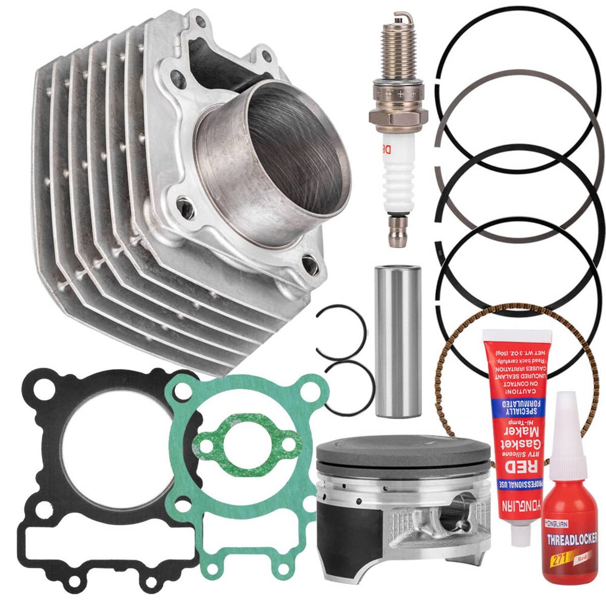 Solidspare Engine Cylinder Top End Rebuild Kit for Kawasaki Bayou 250 11005-1965 69mm 03-11