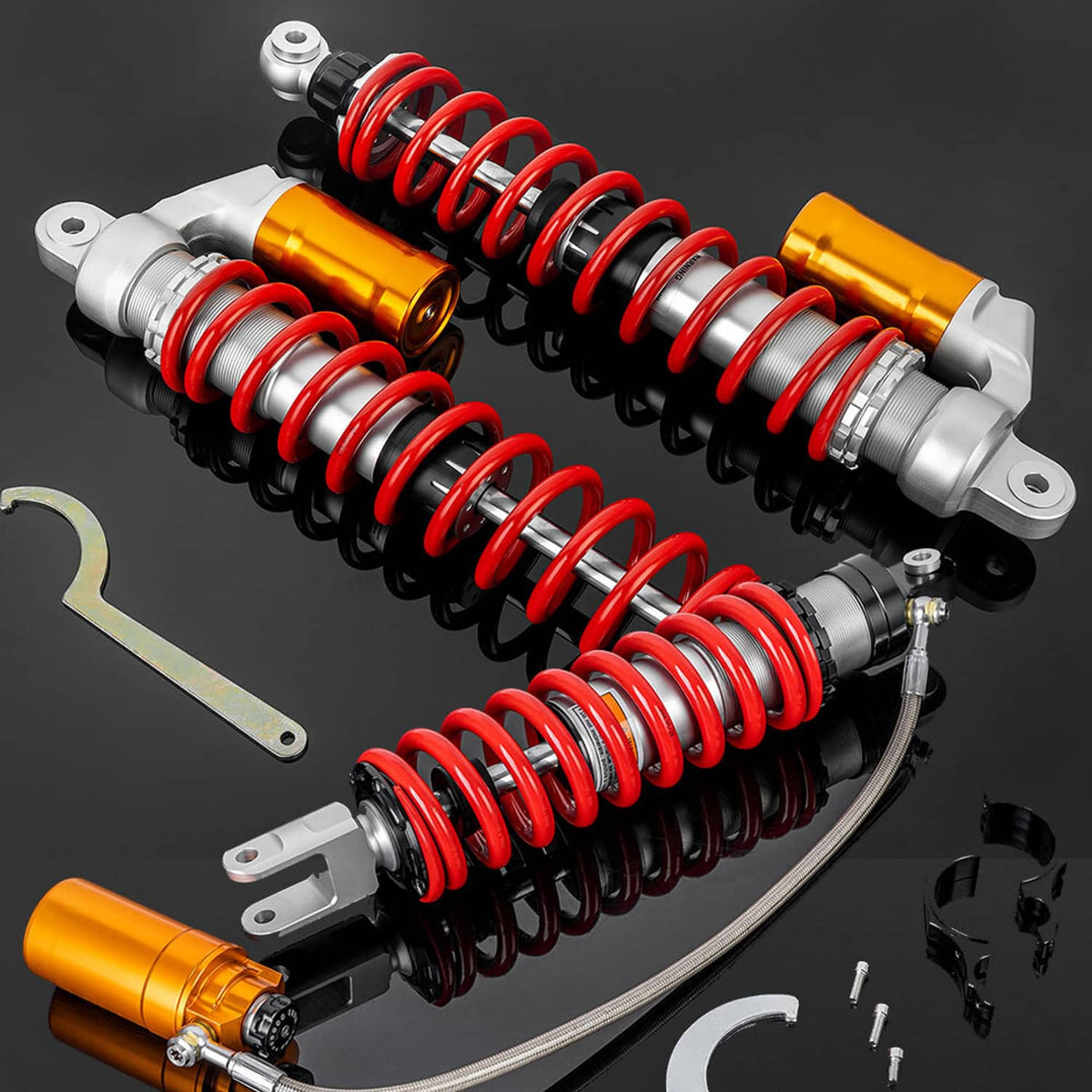 Solidspare UPGRADED FRONT & REAR AIR SHOCK ABSORBERS FOR HONDA FOURTRAX 250 TRX250 1985-92