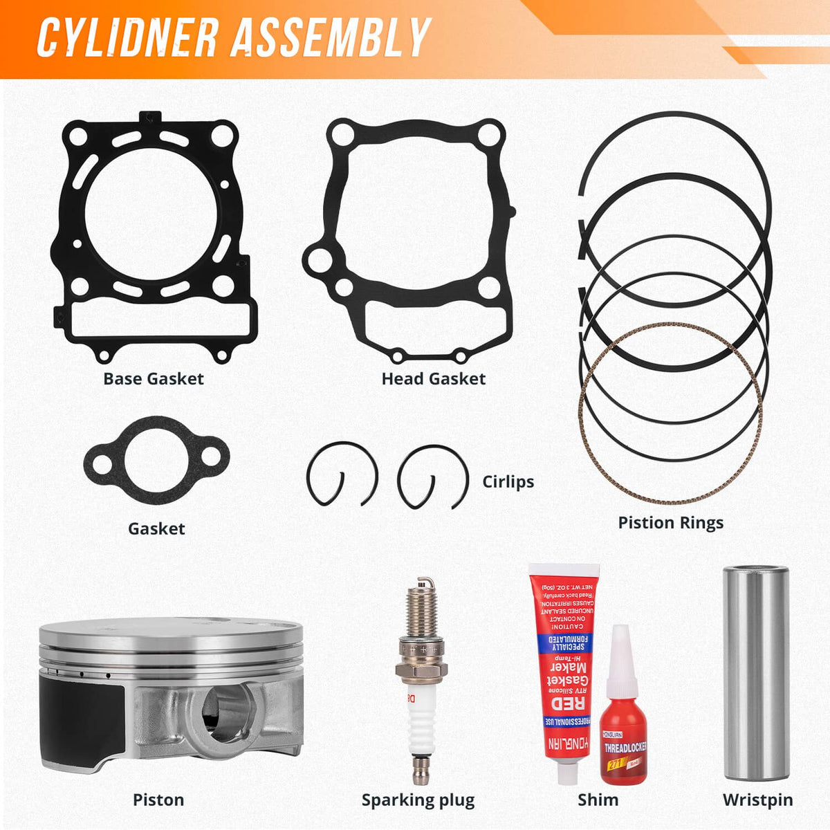 Solidspare 96.6mm Cylinder Piston Top End Rebuild Kit 2009-14 For Polaris Sportsman 550 XP