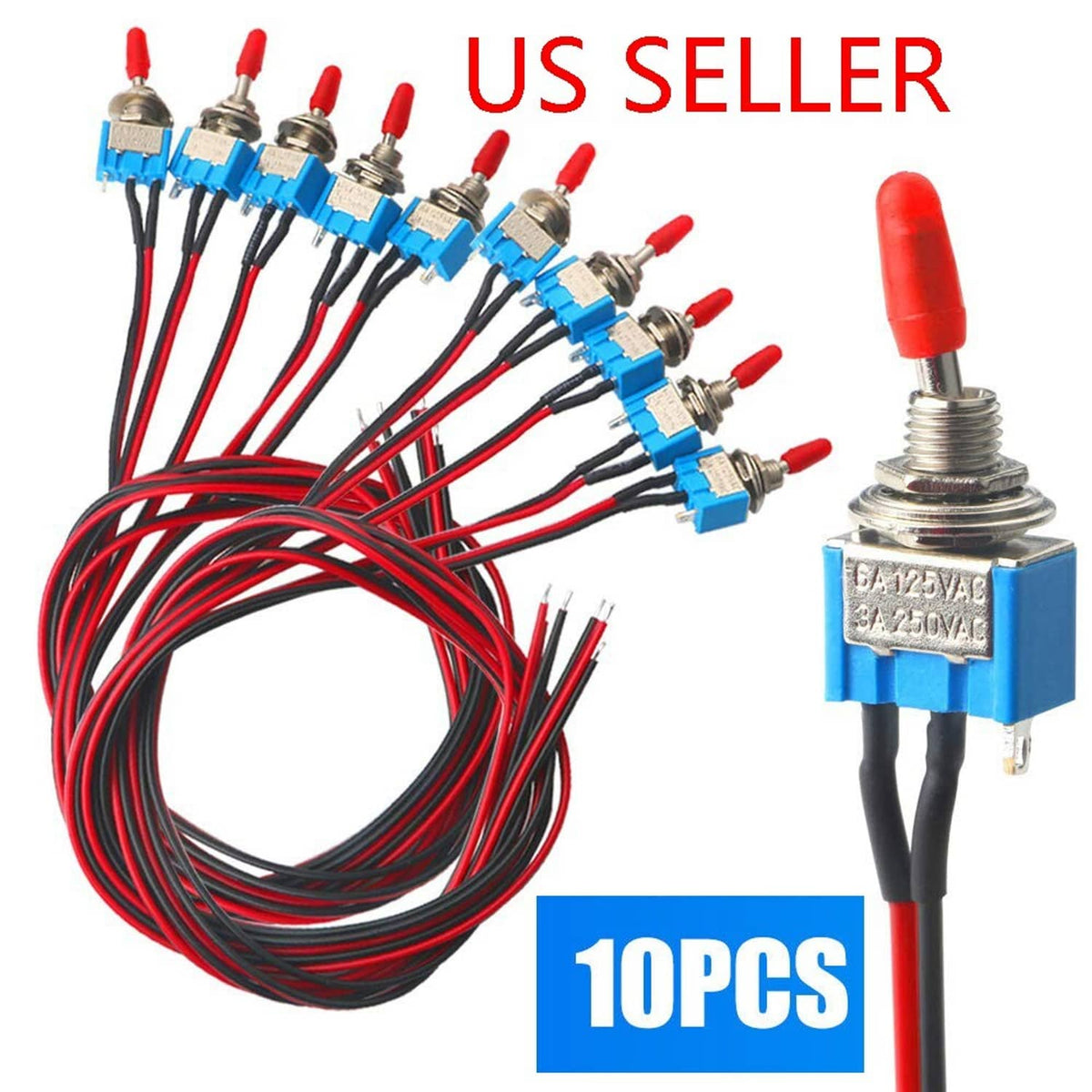 Solid Spare 10PCS SPST Mini Toggle Switch Wires On/Off Metal Small Automotive/Boat/Car/Truck