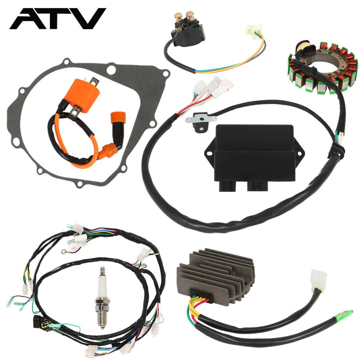 Solidspare Magneto Stator+Ignition Coil+Wire Harness CDI Kit For Yamaha Warrior 350 YFM350X