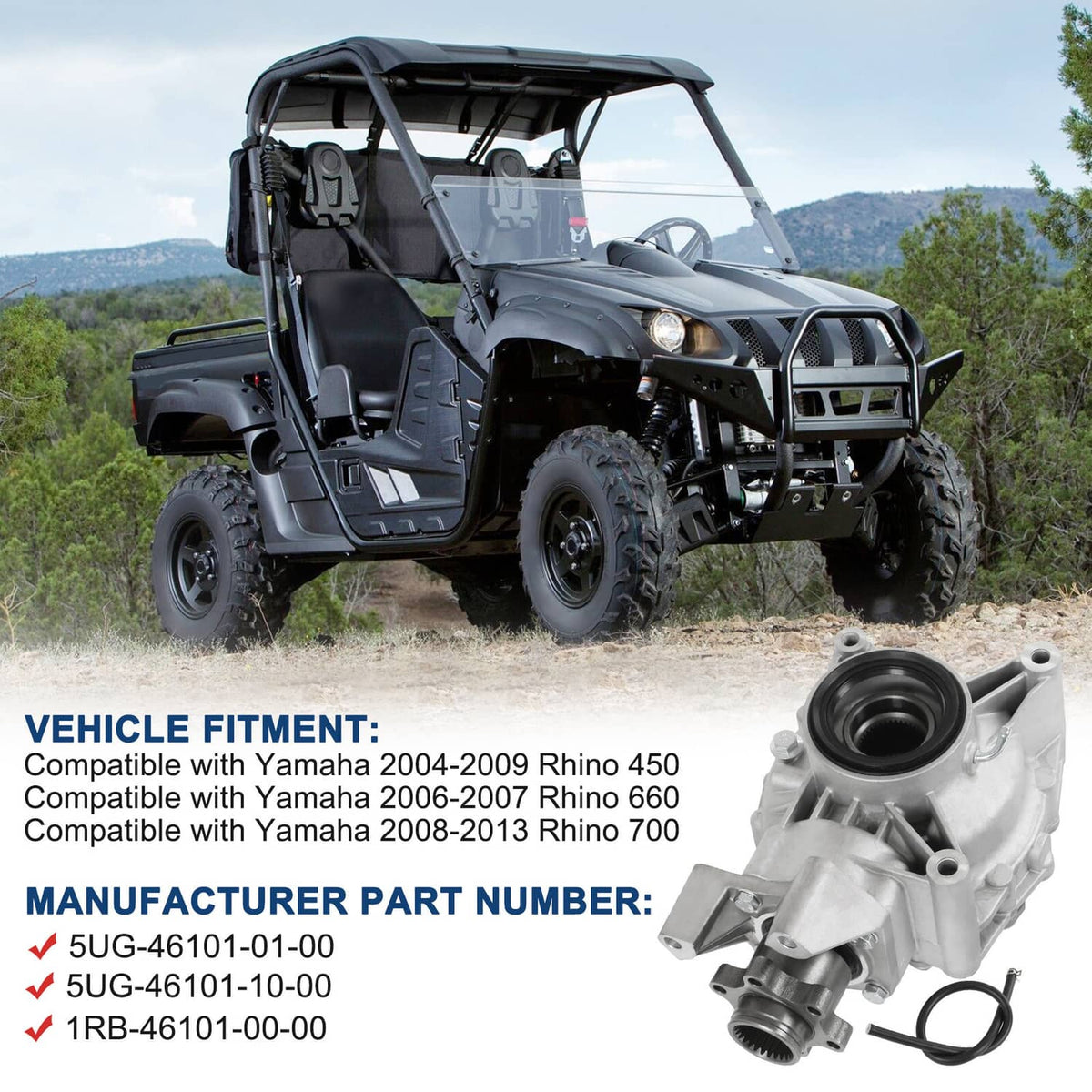 Solidspare New Rear Differential For Yamaha Rhino 450 700 YXR700 2006-2009 5UG-46101-10-00