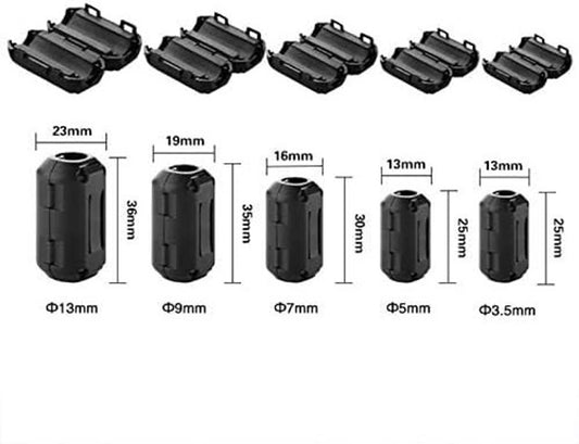 Solid Spare Ring Core Ferrite Bead Clamp Choke Coil Rfi Emi Noise Filter Cable Clip 10 PCs