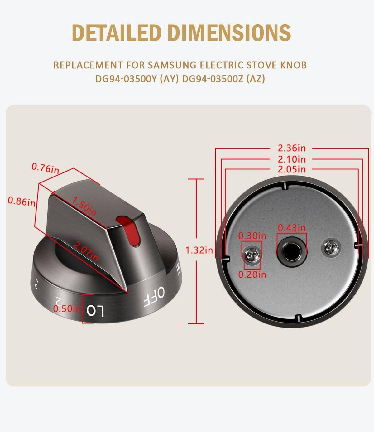 Solid Spare for Samsung NE63T8111SG/AA & NE63T8311SG/AA DG94-03500A/Z Stove Knob Kit 4PCS