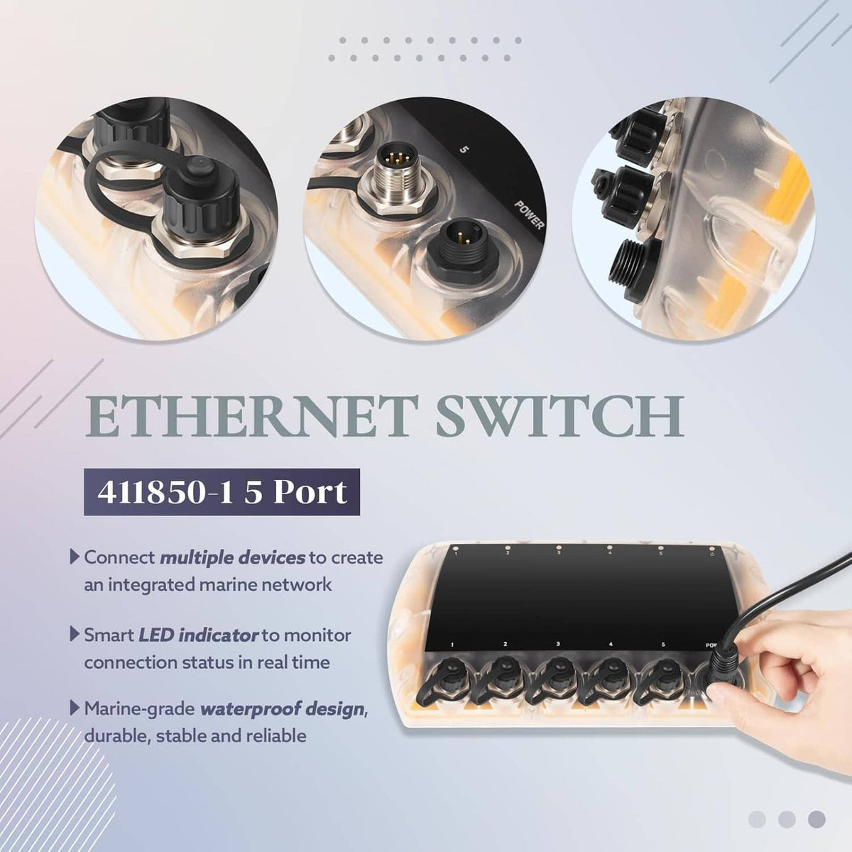 Solidspare 411850-1 5 Port Ethernet Switch Replace for Humminbird AS ETH 5PGL for Helix G4N