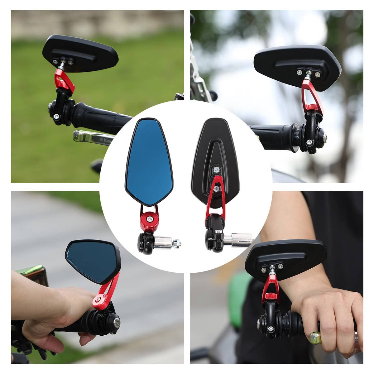 Solidspare Universal 7/8" Handle Bar End Side Mirrors for Motorcycle Honda Yamaha Kawasaki
