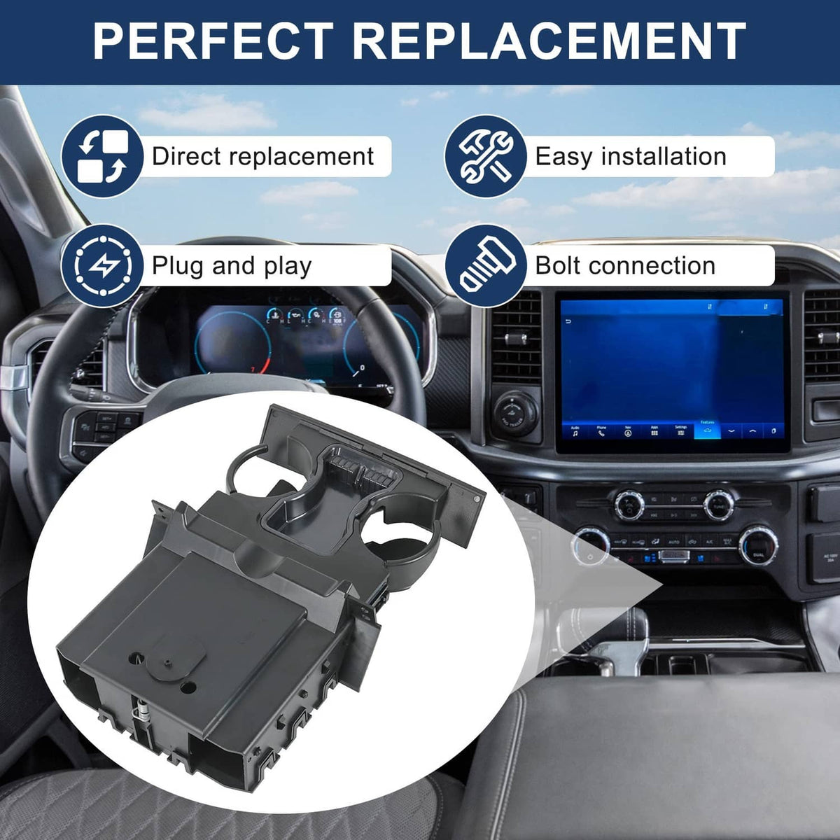 Solidspare Cup Holder For Ford for F150 STX/XL/XLT 2004-2008 6L3Z-1504810-AA