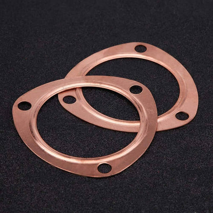 Solidspare New Set 3" Copper Header Exhaust Collector Gaskets Flanges 3 Bolt Universal
