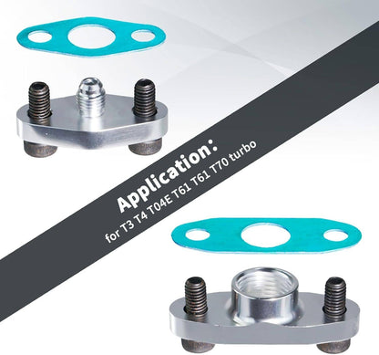 Solidspare Turbo Charger Oil Drain Return Line Oil Feed Complete Set For T3 T4 T70 T66 GT35
