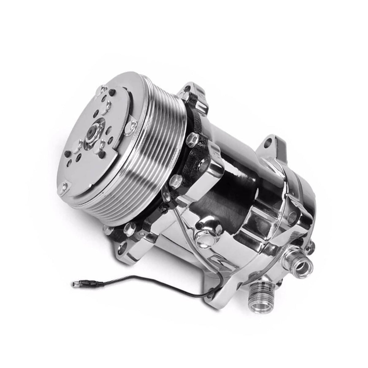 Solidspare AC Compressor w/ Clutch for Sanden 508 Style 8-Groove Serpentine Belt Aluminum