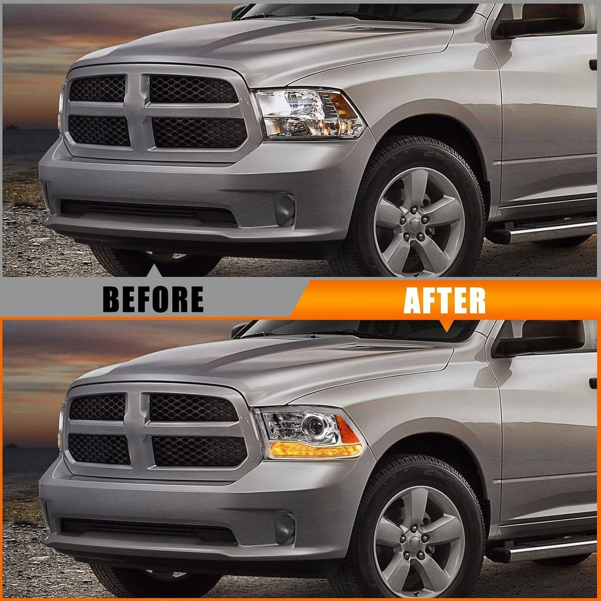 Solidspare For 2009-2018 Dodge Ram 1500 2500 3500 Pickup w/LED Projector Chrome Headlights