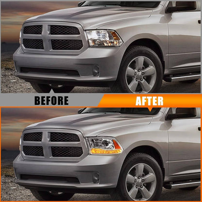Solidspare For 2009-2018 Dodge Ram 1500 2500 3500 Pickup w/LED Projector Chrome Headlights