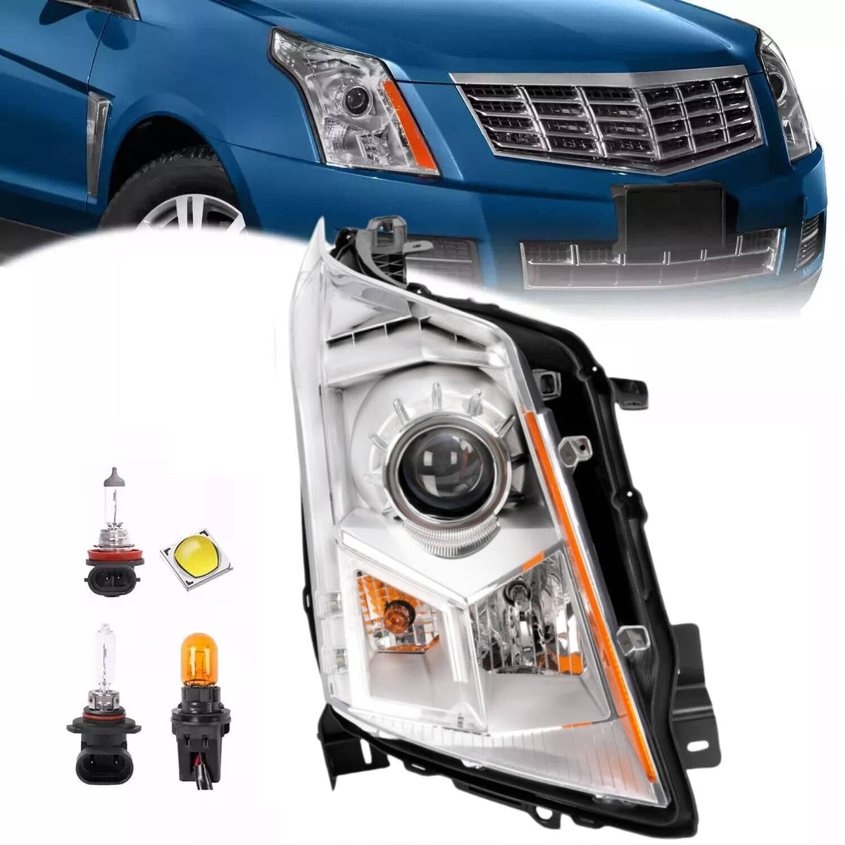 Solid Spare Clear Projector Headlight For Cadillac SRX 2010-2016 Passenger Side Replacement