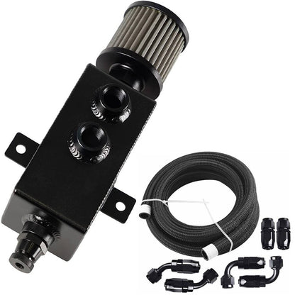 Solidspare 1L Oil Catch Can Reservoir Tank Breather Filter Baffled w/ 10AN Fuel Line Kit