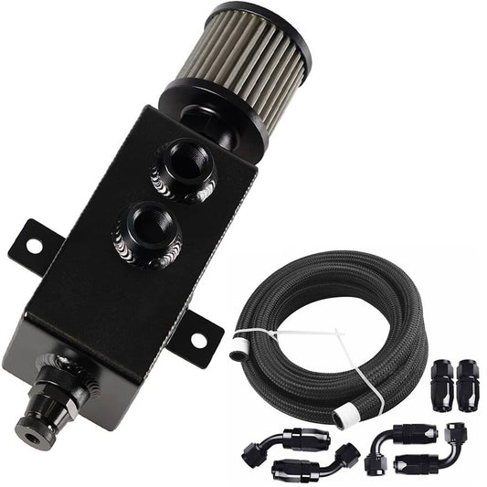 Solidspare 1L Oil Catch Can Reservoir Tank Breather Filter Baffled w/ 10AN Fuel Line Kit