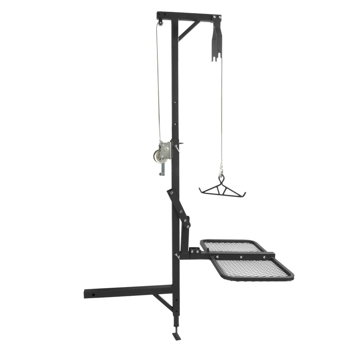 Solid Spare 400lbs 360° Swivel Hitch Mount Deer Hanger Game Hoist w/ Lifting System Platform