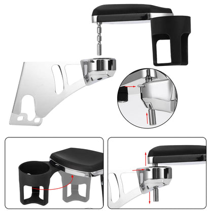 Solidspare Passenger Armrests Arm Rest Drink Holder Fit For Harley Touring Road Glide 97-13