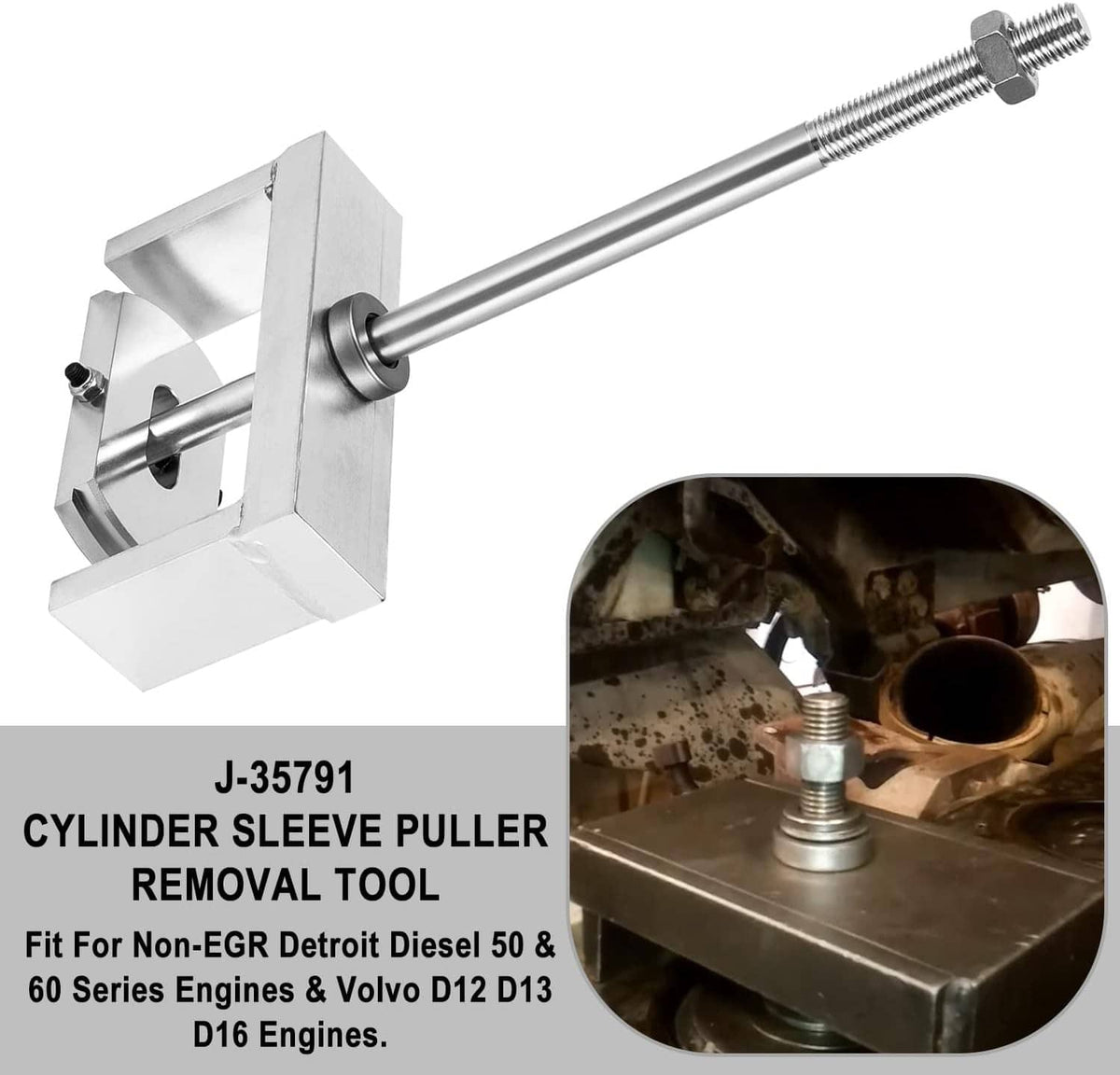 Solidspare J-35791 Cylinder Liner Puller Sleeve Remover Tool for Detroit Diesel DD60 DD50