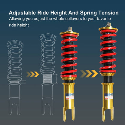 Solidspare 4X Coilover Struts Shocks Adj Height Fit Nissan 300ZX Z32 90-96 Turbo Coupe 2D