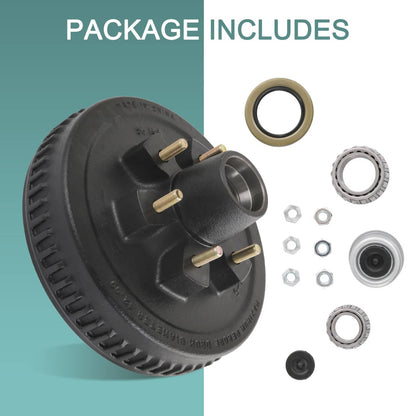 Solidspare 12"X2" Trailer Brake Hub Drum Kit 6 on 5.5" for 5200 - 6000 Lbs Axle