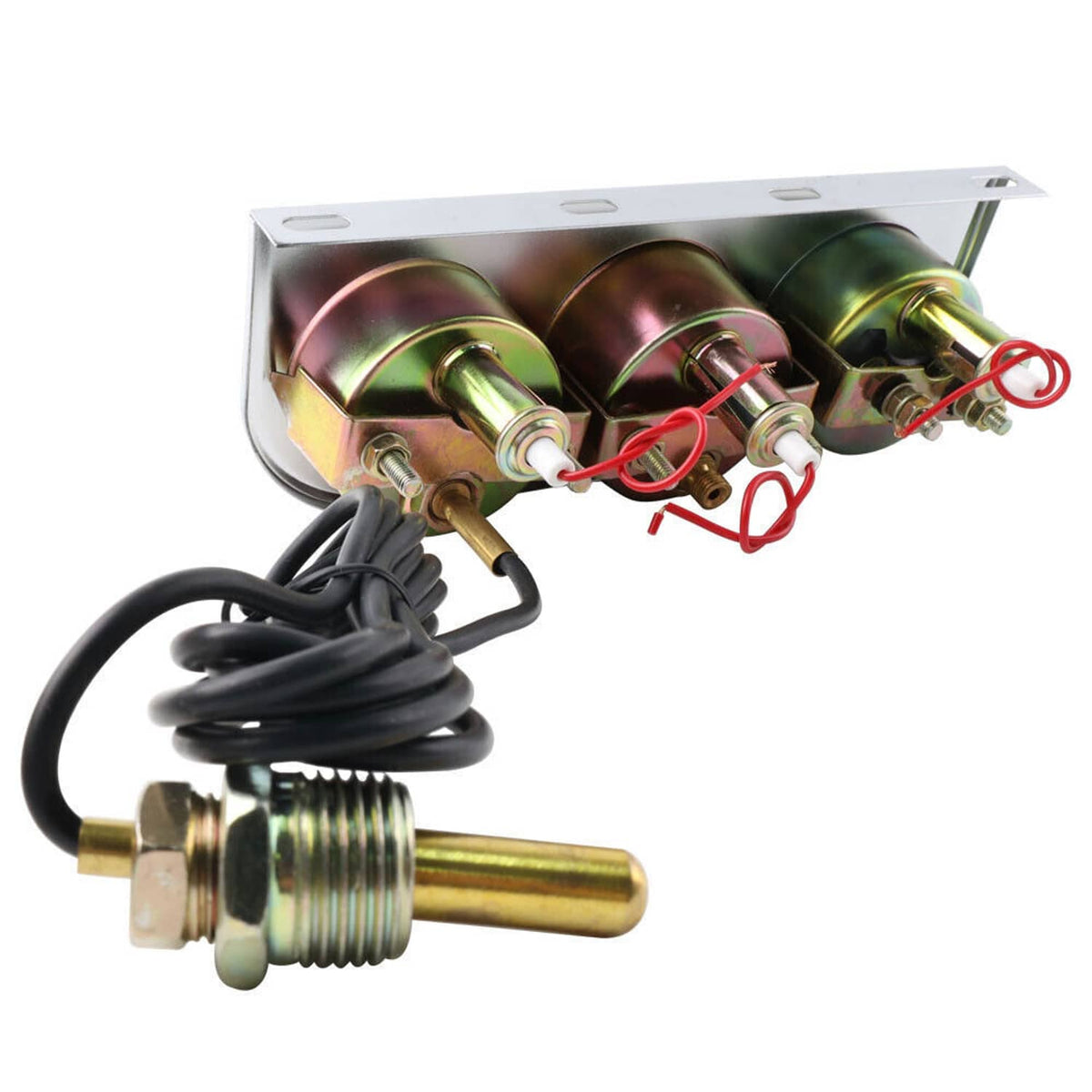 Solidspare 2'' 52mm Chrome Car Triple Gauge Set Kit Amp Meter Water Temp Oil Pressure 3in1