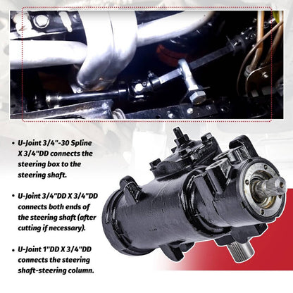 Solidspare Black Steering Box U Joint 36" Steel Steering Shaft & 3/4" Support Bearing GM