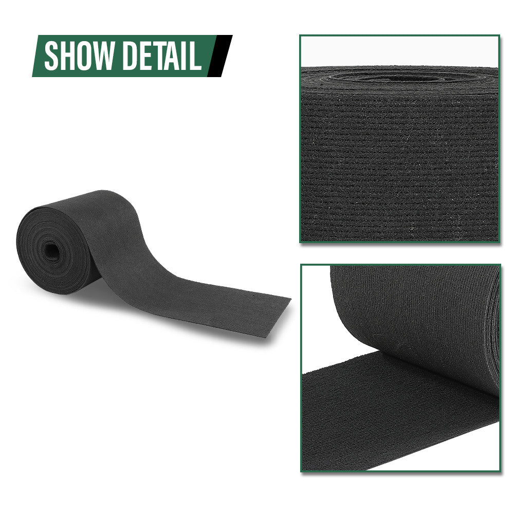 Solid Spare 9" x 50' Ribbed Bunk Carpet / Marine Boat Trailer Runners / Outdoor - Black