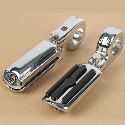 Solidspare 1.25" Highway Footpegs Adjustable Footrest Mounting P-Clamps For Harley Honda