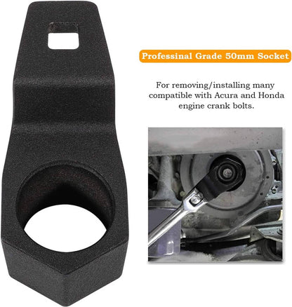 Solid Spare For Honda Acura Crankshaft Crank Pulley Wrench Holder Tool 50mm Removal Spanner