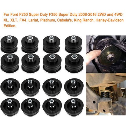 Solidspare KF04060BK Body Cab Mount Bushing Kit For Ford F250 F350 Super Duty 2/4WD 2008-16