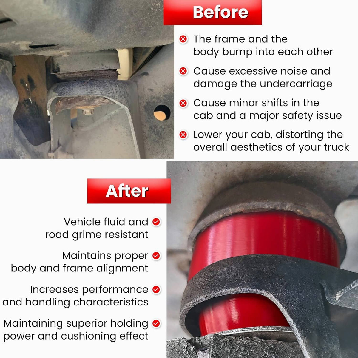 Solidspare NEW Silicone Body Cab Mount Bushing 7-141 for Chevy Silverado & Sierra 1999-2014