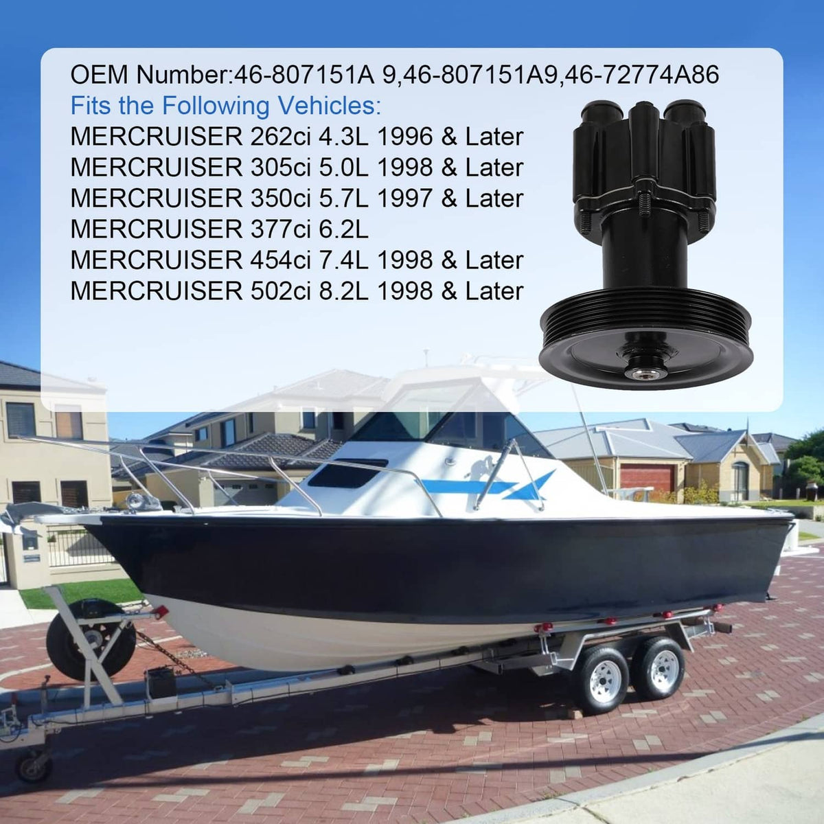 Solidspare Raw Sea Water Pump & Pulley 46807151A9 for MERCRUISER 4.3L 5.0L 5.7L 6.2L 7.4L