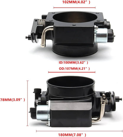 Solidspare 102mm Aluminum 4 Bolt Throttle Body & TPS IAC For GM Gen III LS1 LS2 LS6 LS7 LSX