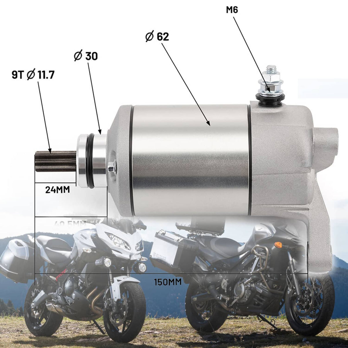 Solidspare CCW 12V Starter Fit For Suzuki DL650 V-Strom 2004-2011 VZ800 Marauder 1997-2003
