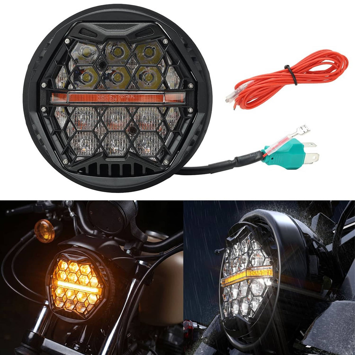 Solidspare Plug&Play 5.75'' LED Headlight Hi/Low DRL For Harley Dyna Street Bob Sportster
