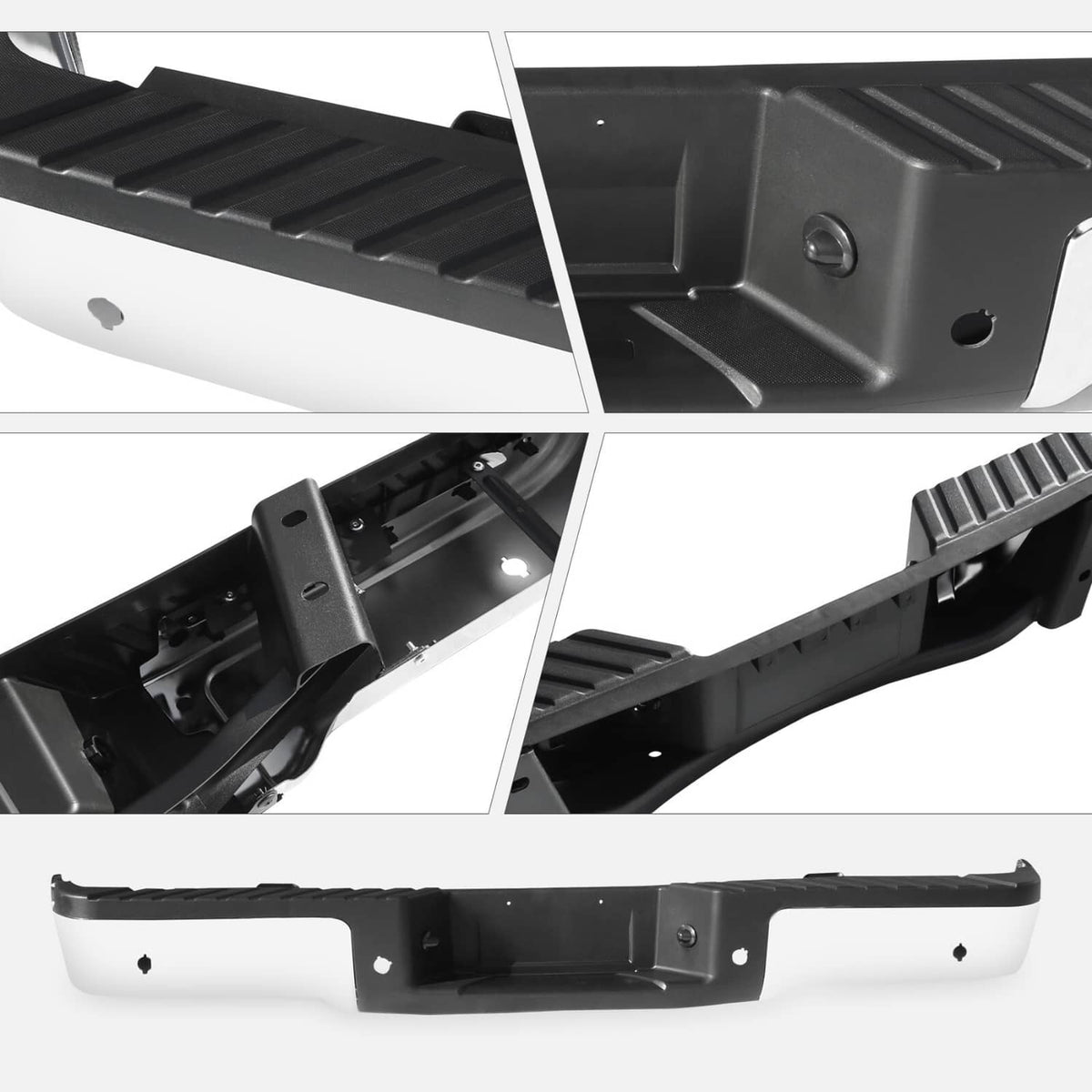 Solidspare Chrome Rear Step Bumper Assembly With Sensor Holes For Ford F-150 F150 2009-2014
