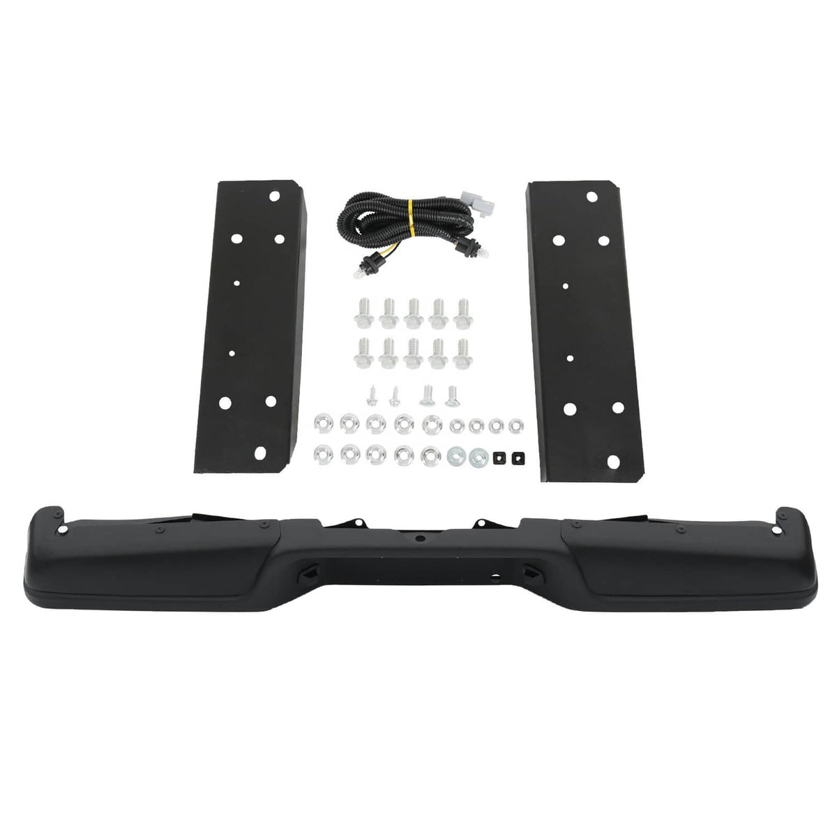 Solidspare REAR STEP BUMPER ASSEMBLY STEEL WITH PADS FOR 1997-2004 DODGE DAKOTA BLACK