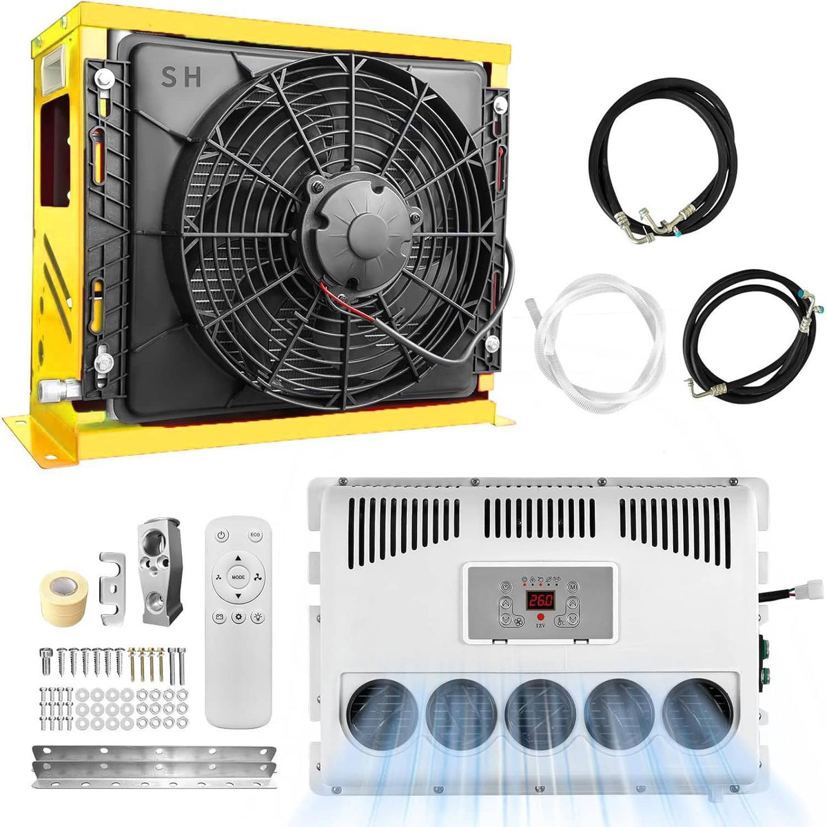 Solidspare 12V 11000 BTU Truck Air Conditioner Split AC For Semi Trucks Bus RV Caravan US