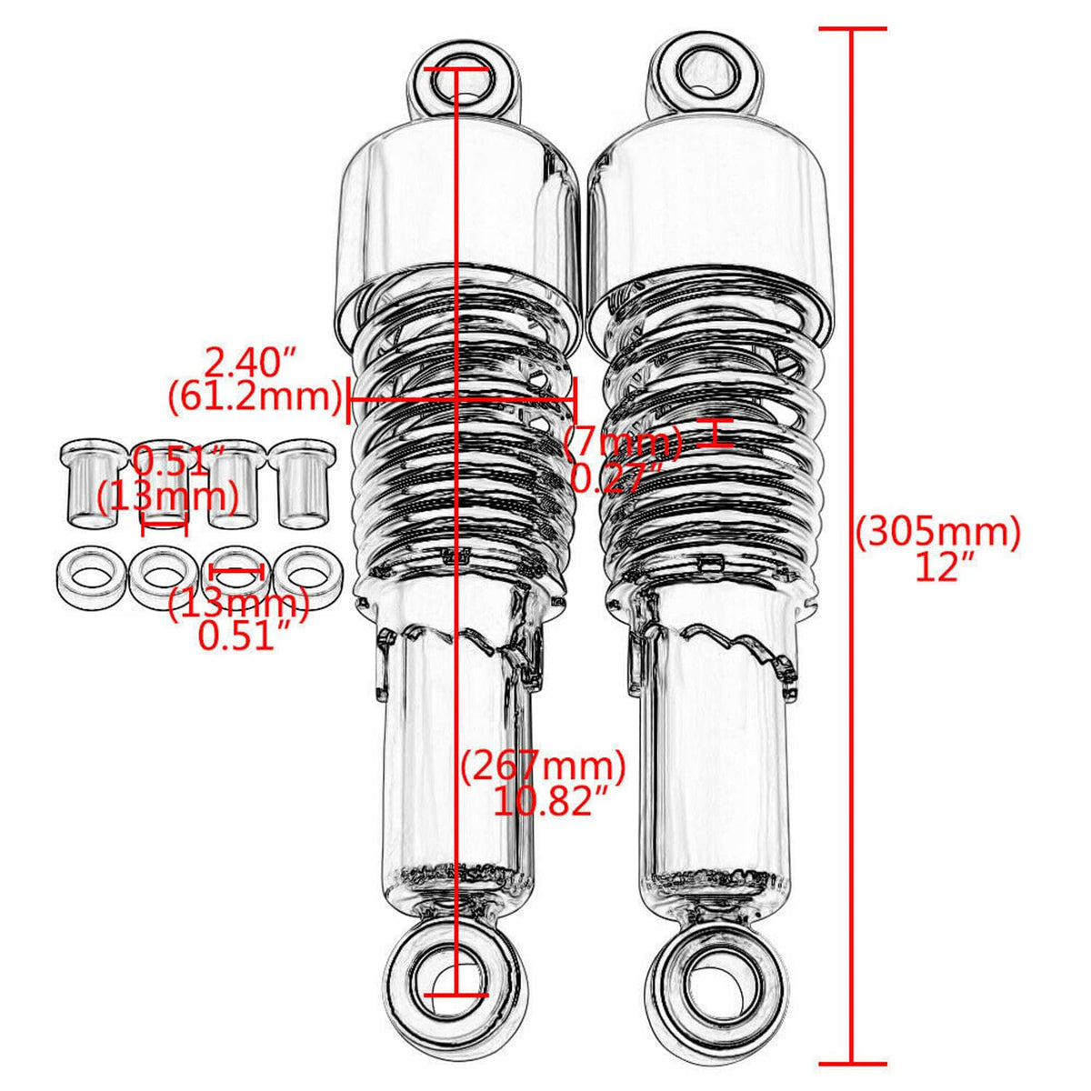 Solidspare For Harley Street V-Rod Night Rod VRSCD 267mm 10.5" Rear Shocks Absorber Pair
