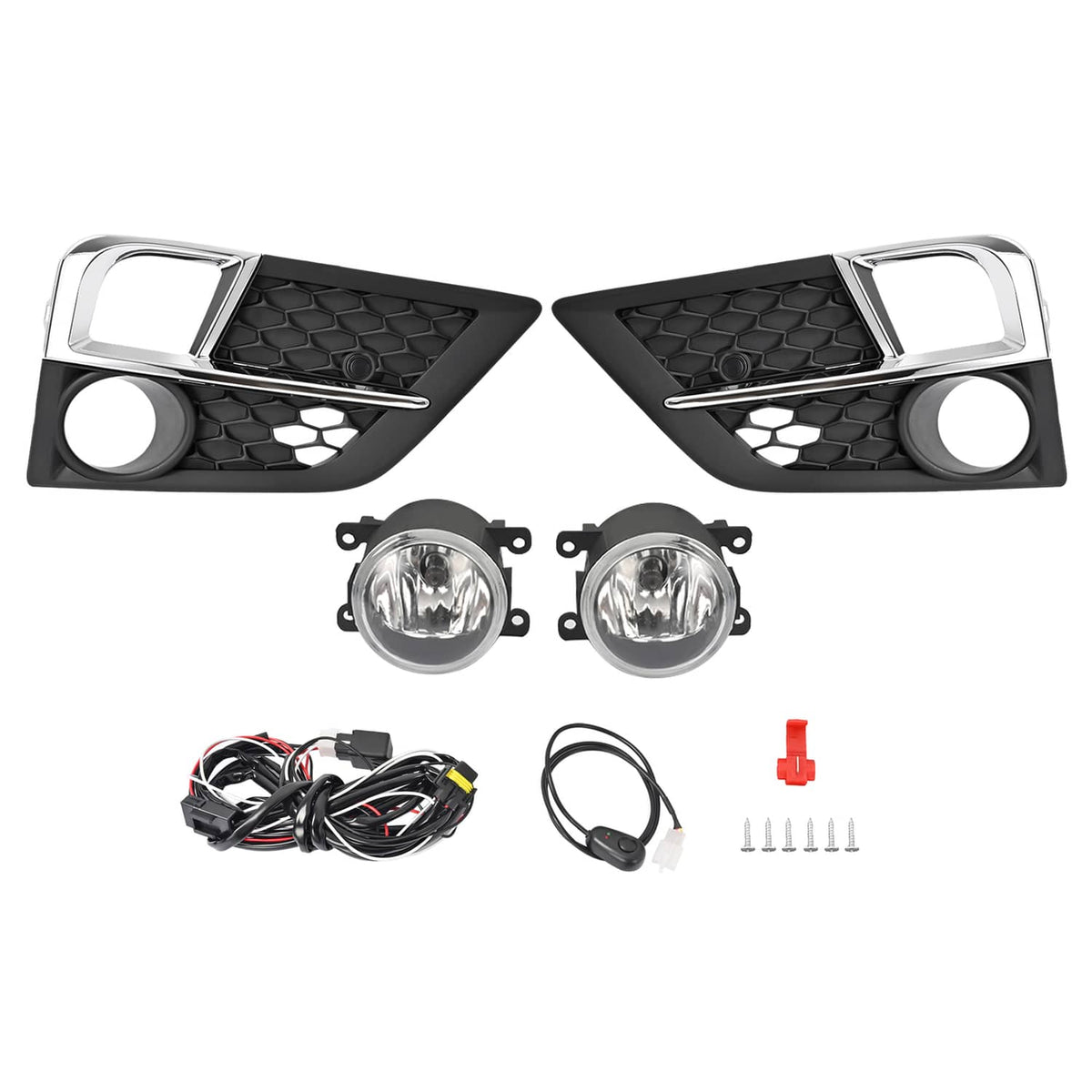 Solid Spare For Honda Odyssey 2018-2020 Bumper Fog Lights Lamps & Bezel Set W/Chrome Trim