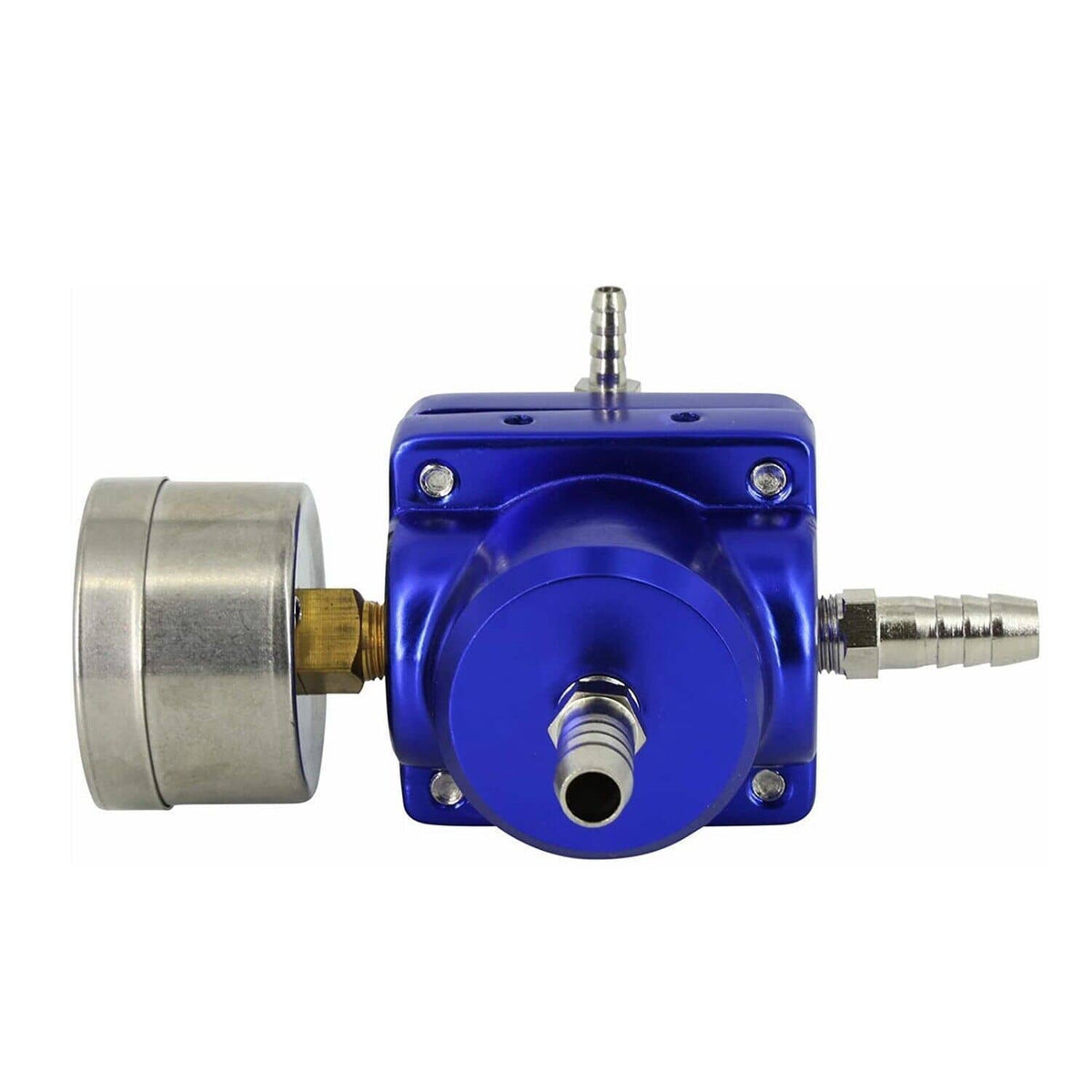 Solidspare Aluminum Adjustable Fuel Pressure Regulator + Gauge+ Fitting Kit Blue Universal