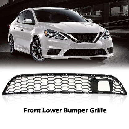 For Nissan Sentra 2016-2018 19 Front Bumper Lower Grille Black Plastic With Hole