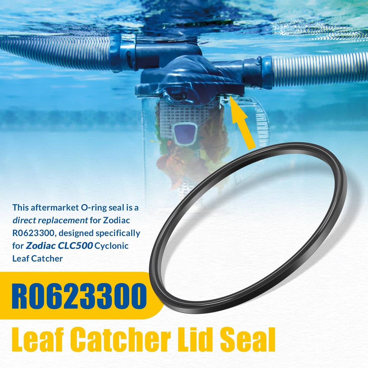 Solidspare R0623300 O-Ring Seal for Zodiac CLC500 Cyclonic Leaf Catcher, Black (2-Pack)
