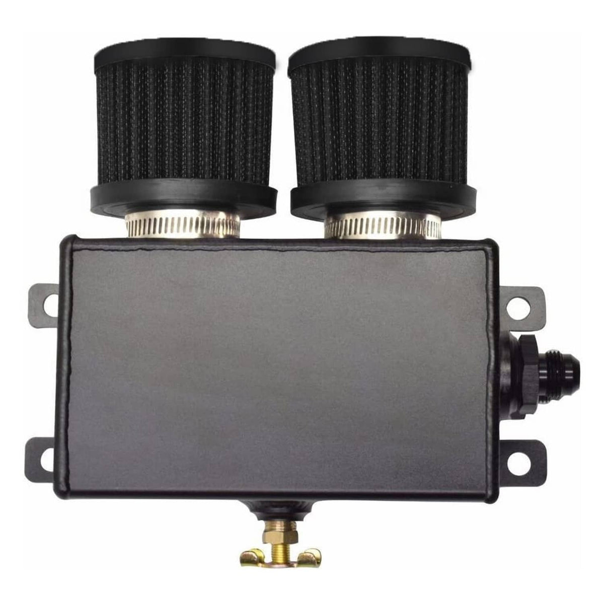Solidspare AN10 -10AN Oil Catch Can Reservoir Tank 2 Port Dual Breather Filter Baffled Kit