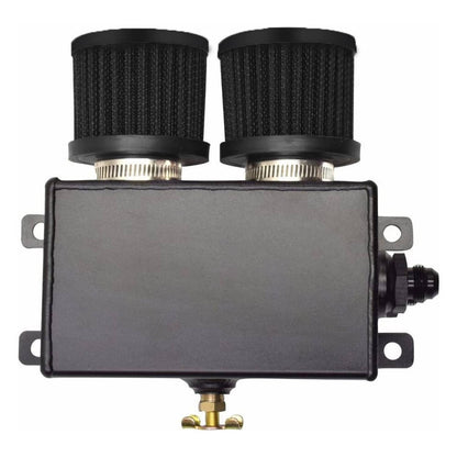 Solidspare AN10 -10AN Oil Catch Can Reservoir Tank 2 Port Dual Breather Filter Baffled Kit